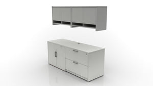 Pivit Storage Credenza Bundle with Overhead Cabinets