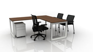 Pivit Frame 72x30 L Desk Bundle with Lucky and Match Mobile Chairs