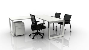 Pivit Frame 72x30 L Desk Bundle with Lucky and Match Mobile Chairs