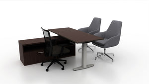 Rizer 72x30 Straight Desk Bundle with Low Credenza, Lucky, and Hudson Chairs