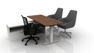 Rizer 72x30 Straight Desk Bundle with Low Credenza, Lucky, and Hudson Chairs