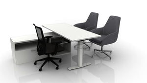 Rizer 72x30 Straight Desk Bundle with Low Credenza, Lucky, and Hudson Chairs