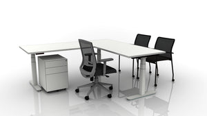 Rizer 72x30 L Desk Bundle with Derby and Match Mobile Chairs