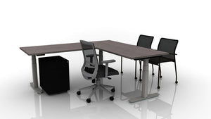 Rizer 72x30 L Desk Bundle with Derby and Match Mobile Chairs