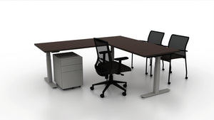 Rizer 72x30 L Desk Bundle with Derby and Match Mobile Chairs
