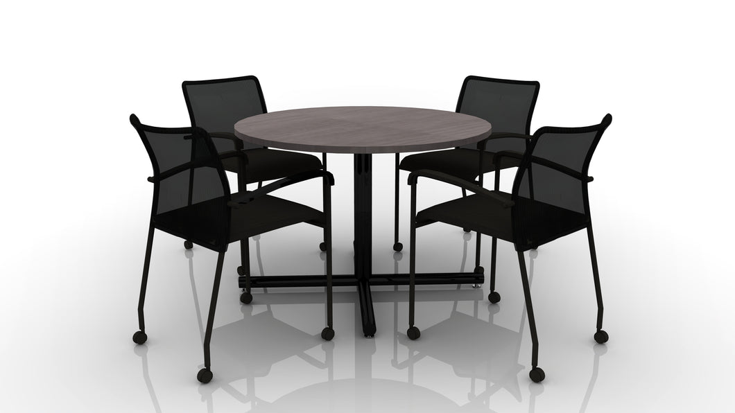 42in Round Table with Match Mobile Chairs