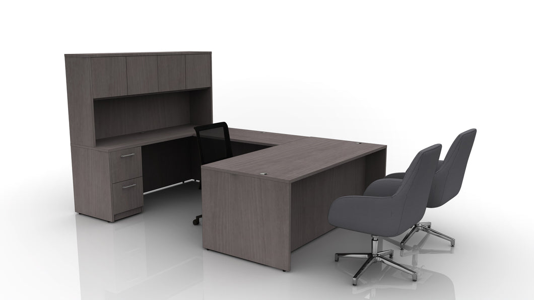 Pivit Casegoods U Desk Bundle with Lucky and Hudson Chairs