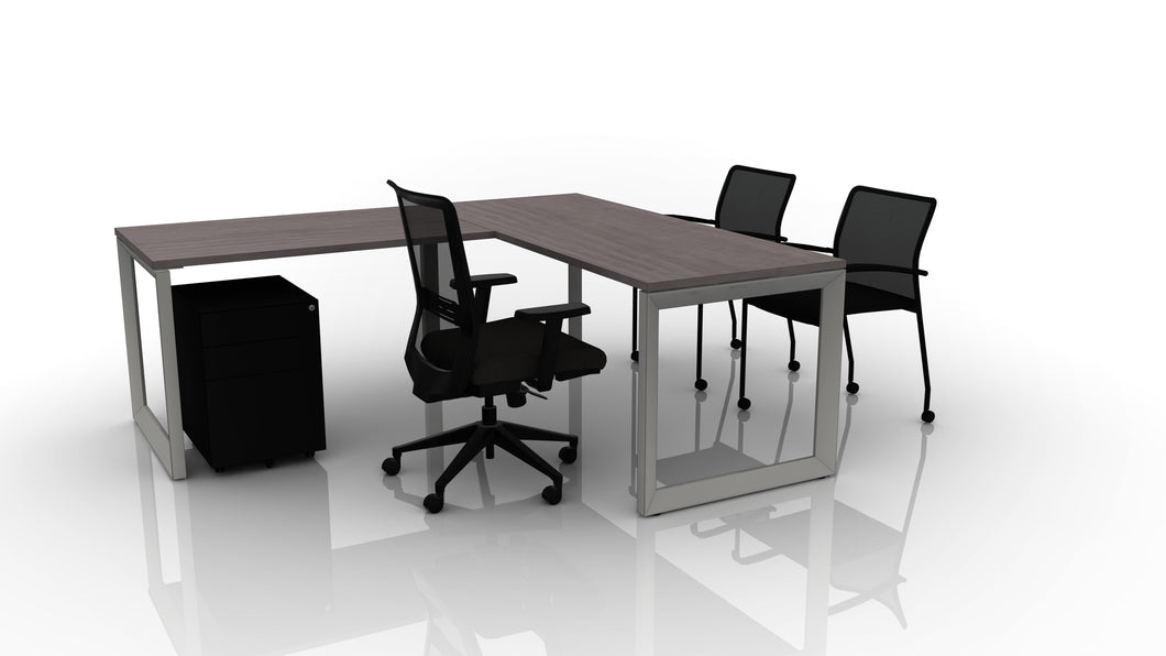 Pivit Frame 72x30 L Desk Bundle with Lucky and Match Mobile Chairs